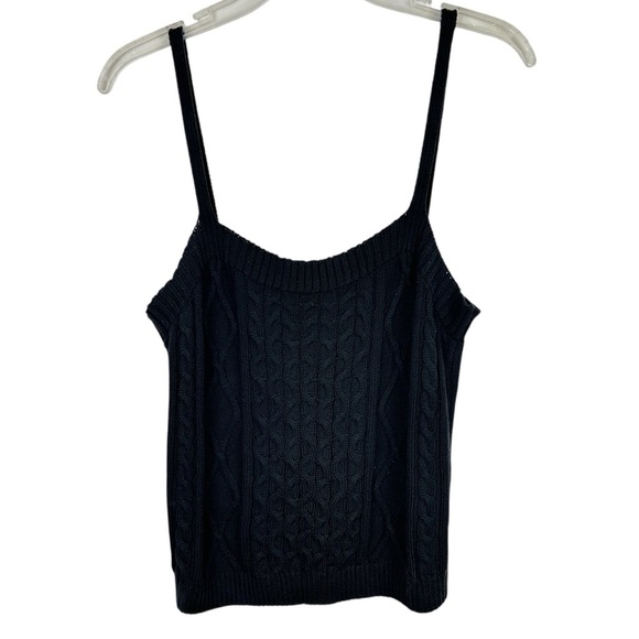 Anthropologie Tops - Anthropologie Black Cable Knit Crop Tank Top M